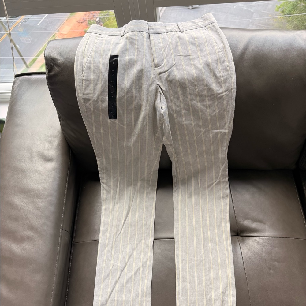 Banana Republic Men's Cream Striped Dress Pants